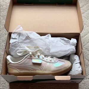 Puma Iridescent White and Gold Sneakers